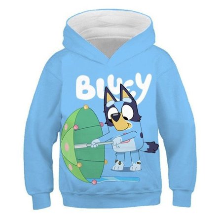 Bluey Familj Matchande Fleece Hoodie med 3D-tryck, Kompatibel med Bluey Cosplay för Barn A 6XL
