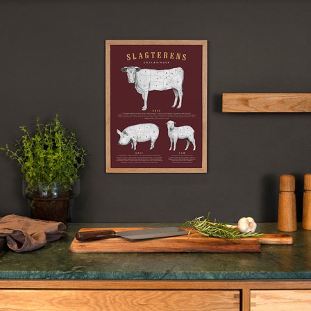 Plakat med Slagterens udskæringer i 30x40 fra Gehalt — Klassisk udtryk
