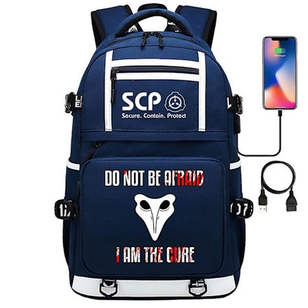 SCP Special Containment Procedures Foundation USB Backpack Bag - Luminous Student Bookbag Ryggsäck - Student Schoolbag for Travel8