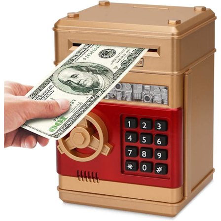 Elektronisk sparegris, Mini ATM-adgangskode sparebøsse kontanter mønt spareboks til børn, tegneserie sikker bankboks perfekte legetøjsgaver til drenge
