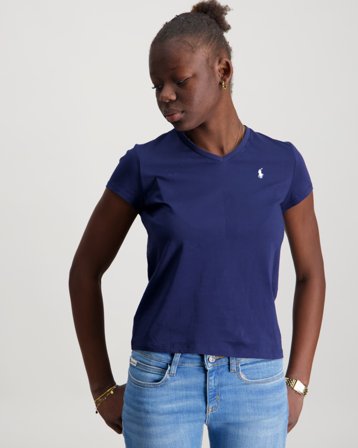 Polo Ralph Lauren Cotton Jersey V-Neck Tee Blå T-skjorter Jente - Kids Brand Store