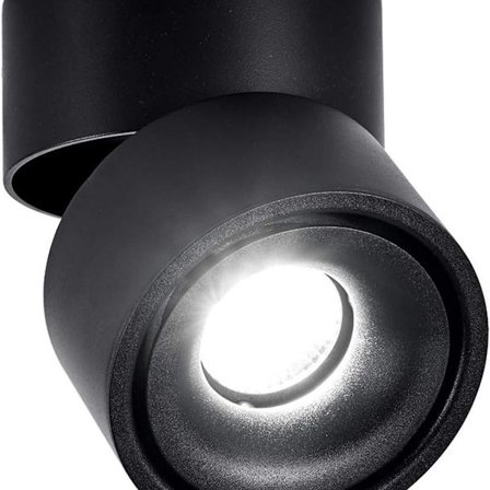 10W kattovalaisin, säädettävä lampun runko, sisäkäyttöön, musta + viileä valkoinen