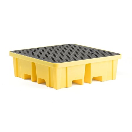Fatpall för 4 fat, 1220x1220x390 mm, 250 l, gul