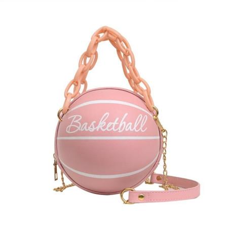 Personlig rund ball kvinnelig veske Kjede Basketball Bag All-match Satchel Small Bag Pink