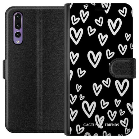 Kompatibelt Plånboksfodral till Huawei Huawei P20 Pro Cactus and Friends - Handdrawn Love Chaos