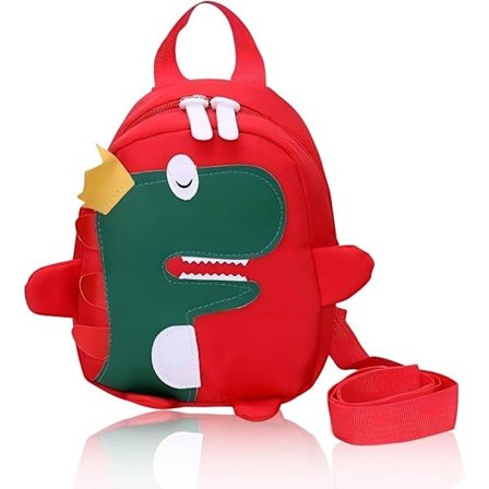 1 stk Barneryggsekk for Småbarn Dinosaur Ryggsekk Barn Førskole Ryggsekk Barnehage Ryggsekk Canvas Dagsekk Rød