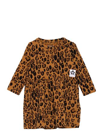 Basic Leopard Ls Dress Tencel Dresses & Skirts Dresses Casual Dresses Long-sleeved Casual Dresses Brun Mini Rodini