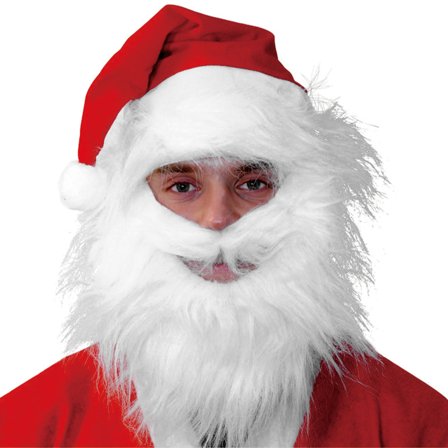 Nissehue med Skæg Hvid/Rød