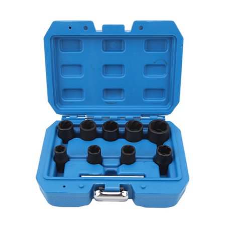 10 ST Twist Impact Socket med 8 mm lige stang 3/8in Drive 10 til 19 mm bolt fjernelsesværktøjssæt