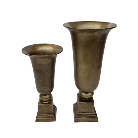 Antik guld aluminiumsvasesæt, 2 stk., 24x50 cm