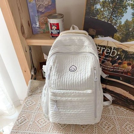 Student skolväska dam skolväska gymnasium college ryggsäck college stor kapacitet college student ryggsäck-vit