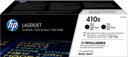 HP 410X 2-pack svart original LaserJet-tonerkassett med hög kapacitet, 190780321324