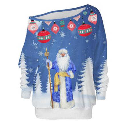 Tröja För Jultomte Med Print Off Shoulder För Damer
