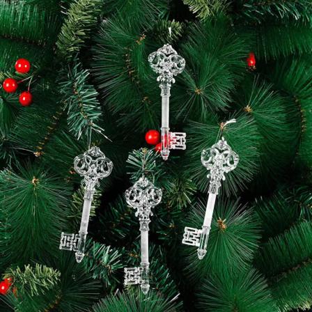 4 Kunstige Krystal Nøglevedhæng Juletræ Hængende Ornament Dekoration