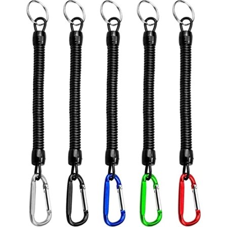 5 stk. elastisk spiralnøkkelring Bungee-nøkkelring spiralnøkkelring