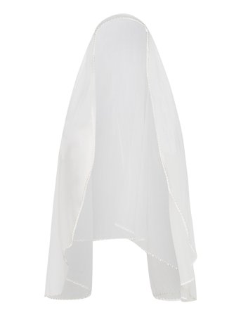 Pearl Trimmed Fingertip Wedding Veil White Malina