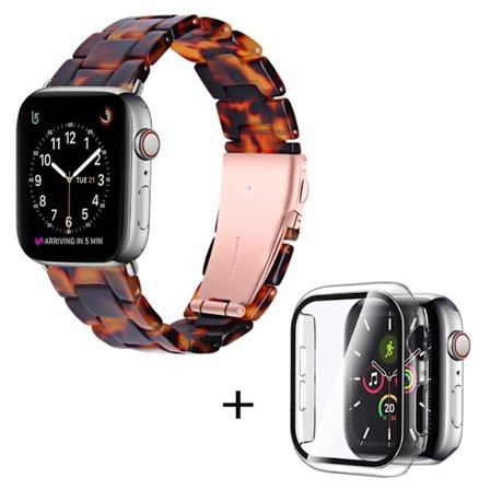 Apple Watch SE 2022 (44mm) 3 helmen hartsityylinen kelloranneke kirkkaalla suojuksella - Kilpikonnankuori Väri