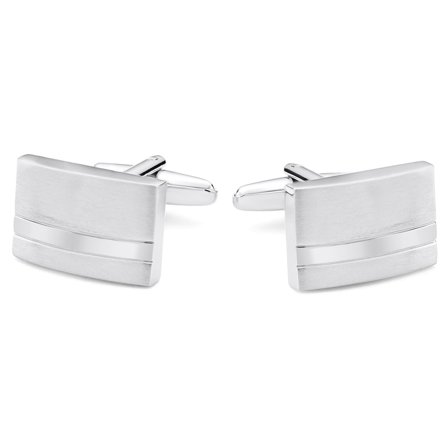 Novelle | Gemelli color argento spazzolato con riflessi lucidi for Men