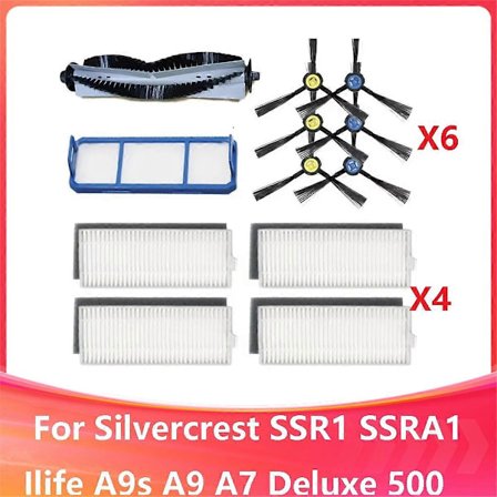 Huvudborste, sidoborste, HEPA-filter för SSR1 SSRA1 A9s A9 A7 Deluxe 500 dammsugare, reservdel