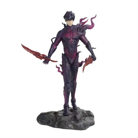 Ingen låda; Opp-påsar Solo Leveling Sung Jinwoo Samlarobjekt Actionfigur Jägarställning Julklapp PVC Modell Leksak 21,5cm