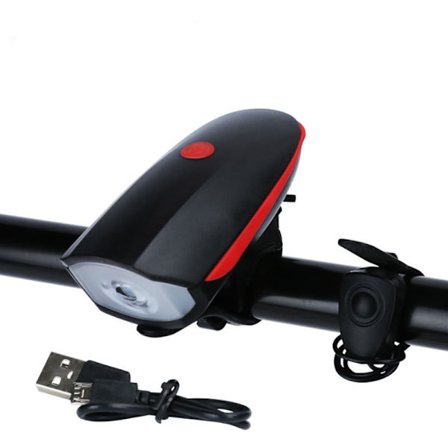 Sykkelforlykt med elektrisk horn (rød)