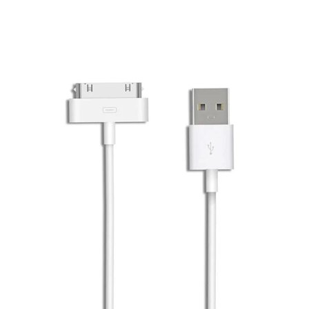 30-pinners ladekabel kompatibel med iPhone 4 4s 3G 3GS, iPad 1., 2., 3. generasjon, iPod Touch, iPod Nano, iPod Classic USB