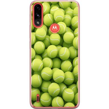 Kompatibel Mobilcover til Motorola Motorola Moto E7 Power Mønster af grønne tennisbolde i høj detalje, sporty motiv med gentagende tekstur og stær