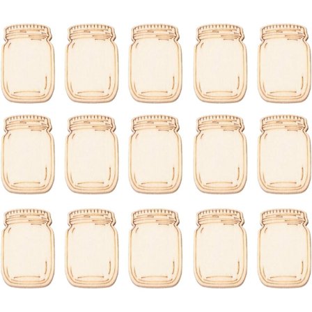 60 st Mason Jar-utskärningar i trä, träbitar, hantverk, DIY-trä