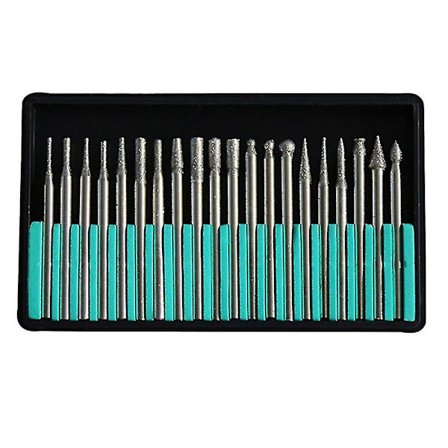 20 stk 3 mm skaft diamant slipe skjærehode borbits Dremel roterende utskjærings poleringsverktøysett (FMY)