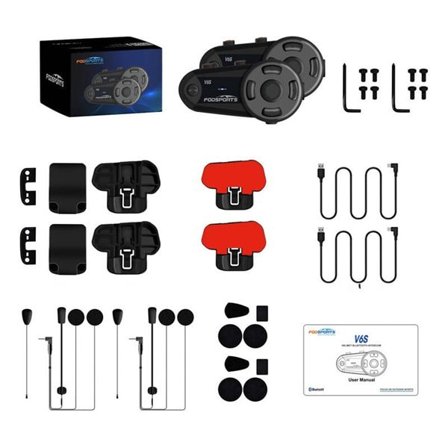 Fodsports V6S intercom for motorsykkel, to-pakning