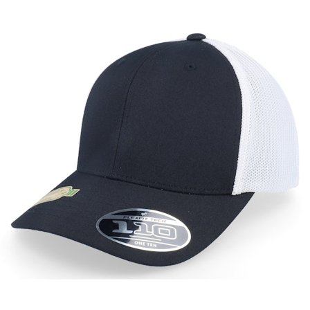 Flexfit - Svart trucker Keps - Recycled Mesh Black/White 110 Trucker @ Hatstore