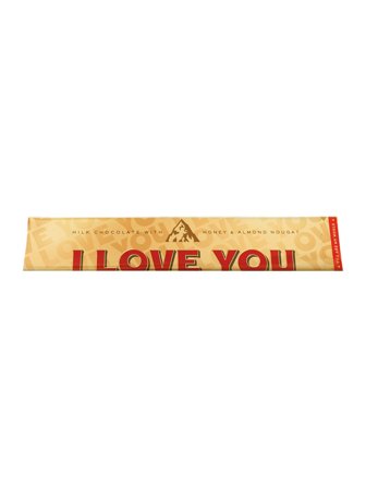 Toblerone Messages milk chocolate bar with honey and almond nougat in a customised packaging carrying messages 0.34kg