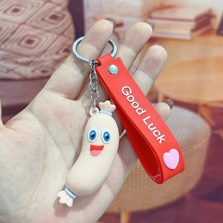 1 stk. Sød Tegneserie Pølse Nøglering Dukke Nøglering Til Kvinder Piger Taske Vedhæng Mad Figur Charms Nøglering Smykke Gave