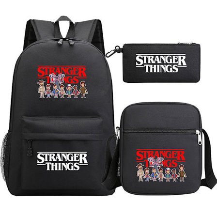 Stranger Things Ryggsekk 3-delt Sett Student Skolesekk Canvasveske 35