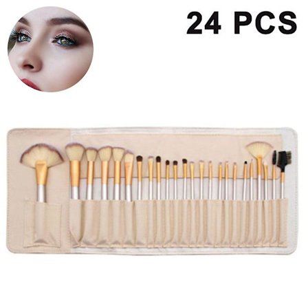 12/18/24-delad sminkborsteuppsättning Syntetisk Kontur Concealers Foundation Powder Ögonskuggor Sminkborstar med Champagne Guld Konisk Handtag