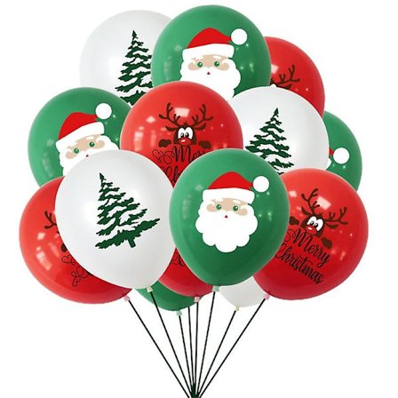 1 Set Konfettiballonger Glad Jul Tryck Lätt att Hänga Emulsion Jultomte Girlang Ballonger [DB]