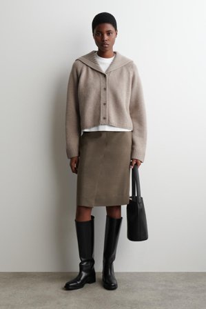 COS Femme Cardigan À Col Marin En Laine in Beige