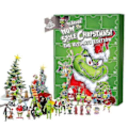 Grinch Julenissekalender 2024 - Figurer, Statuer, Lekesett - 24 Dagers Juletelling - Kalender for Barn - Gave