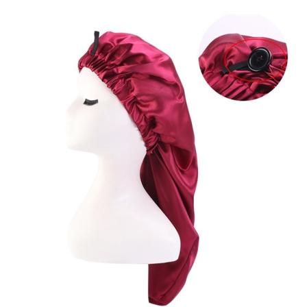 Tyrkisk Hette Bonnet Myk og Elastisk Langt Hårhette Stor Pustende Silky Hårhette for Søvn (vinrød)