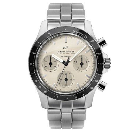 1960 Racing Chronograph | Acero quirúrgico y blanco roto para hombres - Relojes de pulsera