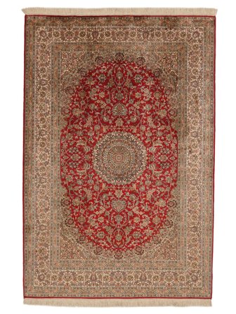 Medaljonkikuvioinen Pieni Kashmir 100% Silkki 24/24 Quality Matot 128X187 Silkki