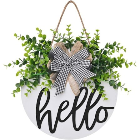 Tervetuloa-kyltti Hello Etuovi Pyöreä Puukyltti Ripustettava Tervetuloa-kyltti