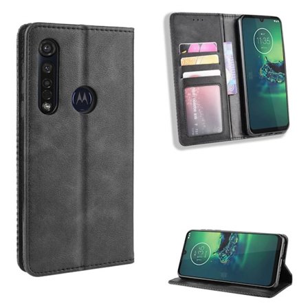 Bofink Vintage Motorola Moto G8 Plus leather kotelot - Musta