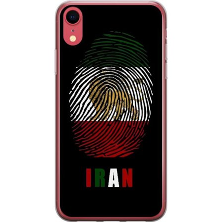Kompatibel Mobilcover til Apple iPhone XR Fingeraftryksformat som Irans flag med løvemotiv på sort dramatisk baggrund