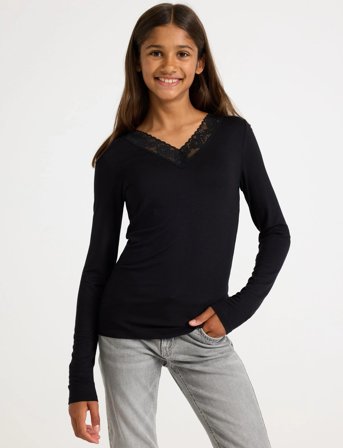 Lindex Top Viscose With Lace - Black - 128