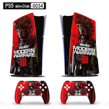 Playstation 5 Slim Ps5 Slim COD Warfare 3 Skin Dekal og Kontroller Klistremerker Sett, Ripebestandig (Disk-0034)