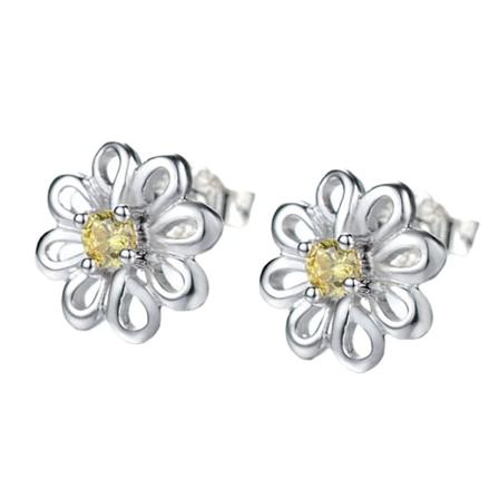 Daisy-korvakorut naisille ja tytöille 925 sterlinghopeaa kuutio zirkonia