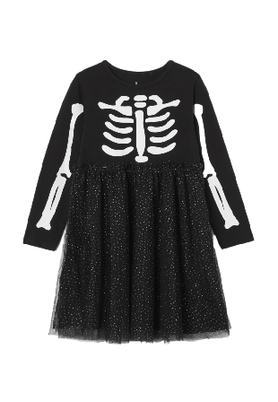 Åhléns Långärmad klänning SKELETON Utklädnad Svart 86/92