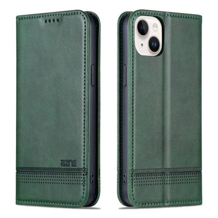 iPhone 15 - Plånboksfodral 3-kortfack i Läder Dark green