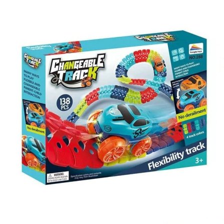 Genopladelig Anti tyngdekraft Samlet Track Bil LED Light Up Race Bil Flexible Magic Race Car for Børn